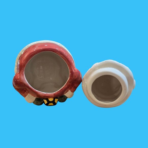 Holiday Christmas Cookie Canister Whimsical Santa Snack Jar Vintage Collectible - Picture 10 of 11